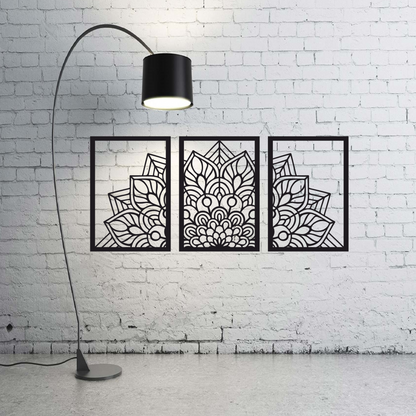 Trío de cuadros Mandala  Decoración mural en conjunto de 3 piezas, Diseño espiritual y moderno