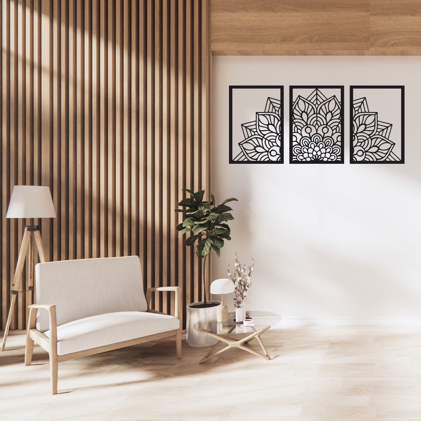 Trío de cuadros Mandala  Decoración mural en conjunto de 3 piezas, Diseño espiritual y moderno