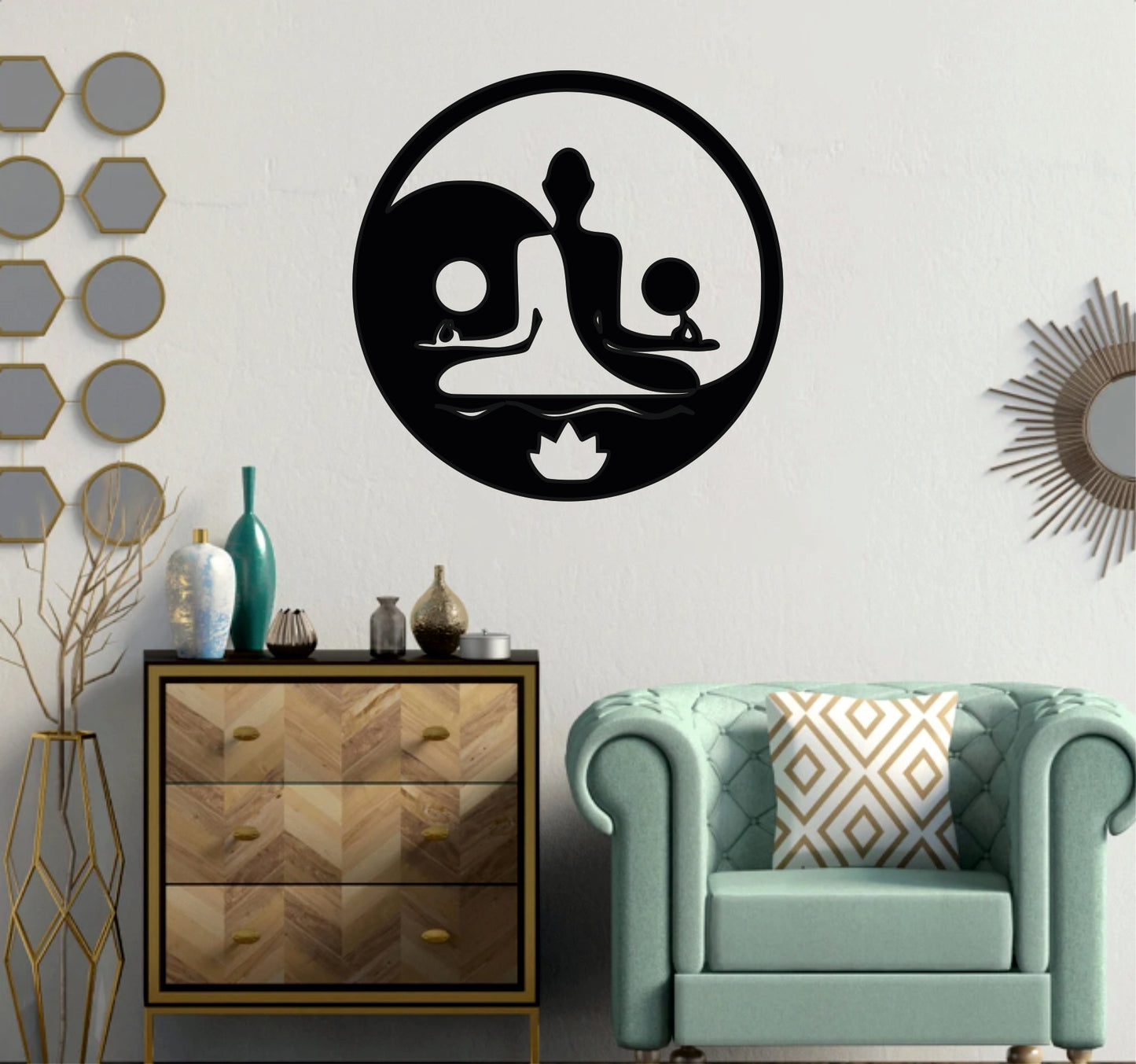 Cuadro Zen Yin Yang en  - Decoración de Meditación y Equilibrio con Energía
